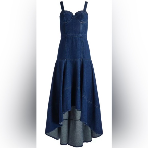 Alice + Olivia DONELLA DENIM HIGH LOW DRESS NWOT - Picture 2 of 15